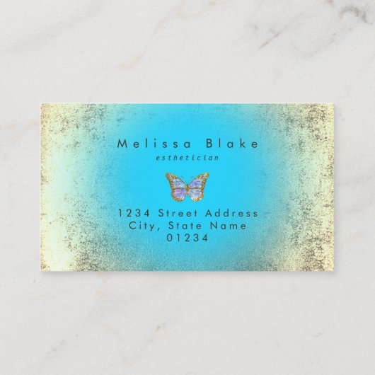 Blue Schmetterling Logo Visitenkarte (Rückseite)
