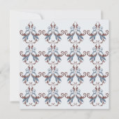 Blue & Schokolade Blume Wirbel Damask Elegante Hoc Einladung (Rückseite)