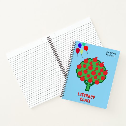 Blue School Class Subject Apfelbaum Name Notizblock (Innenseite)