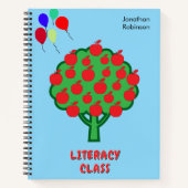 Blue School Class Subject Apfelbaum Name Notizblock (Vorderseite)
