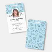 Blue School Icons Homeschool Educator ID Badge Ausweis (Vorder- & Rückseite)
