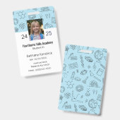 Blue School Icons Homeschool Student ID Abzeichen Ausweis (Front & Back)