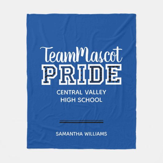 Blue School Pride Mascot Name Fleece Blanket (Vorderseite)