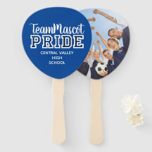 Blue School Pride Mascot Name Hand Fan