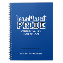 Blue School Pride Mascot Name Notebook Notizblock