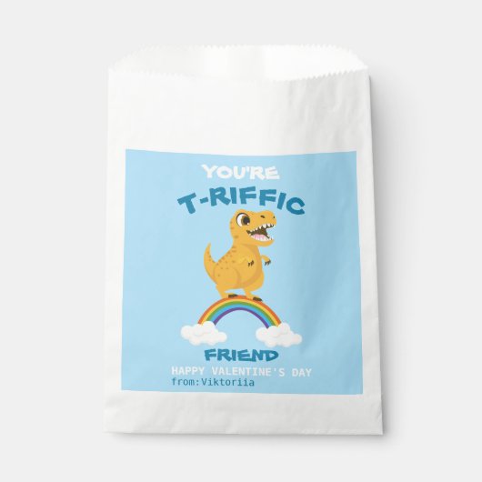 Blue School Valentine's Day Dinosaurier t-rex Rege Geschenktütchen (Vorderseite)