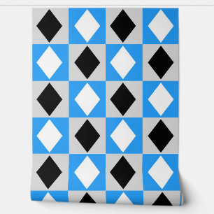 Blue Schwarz-weiß Diamond Rhombus Tapete