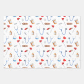 Blue Schwarz-weiß Doctor Nurse Equipment Gift Geschenkpapier Set (Vorderseite 3)