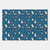 Blue Schwarz-weiß Doctor Nurse Equipment Gift Geschenkpapier Set (Vorderseite)