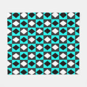 Blue Schwarz-weiß Geometric Rhombus Diamond Fleecedecke (Vorderseite (Horizontal))