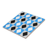Blue Schwarz-weiß Geometric Rhombus Diamond Fliese (Seite)