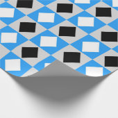 Blue Schwarz-weiß Geometric Rhombus Diamond Geschenkpapier (Ecke)