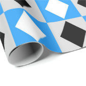 Blue Schwarz-weiß Geometric Rhombus Diamond Geschenkpapier (Rolleneckpunkt)