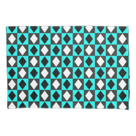 Blue Schwarz-weiß Geometric Rhombus Diamond Kissenbezug