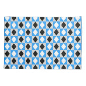 Blue Schwarz-weiß Geometric Rhombus Diamond Kissenbezug (Rückseite)