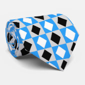Blue Schwarz-weiß Geometric Rhombus Diamond Krawatte (Gerollt)
