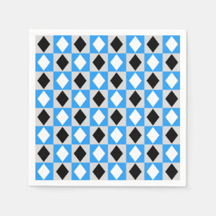 Blue Schwarz-weiß Geometric Rhombus Diamond Serviette