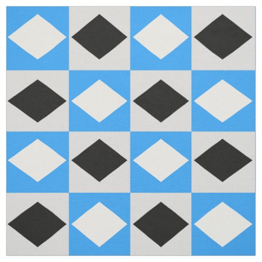 Blue Schwarz-weiß Geometric Rhombus Diamond Stoff (Muster)