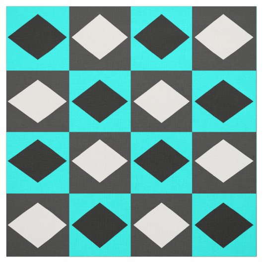Blue Schwarz-weiß Geometric Rhombus Diamond Stoff (Muster)