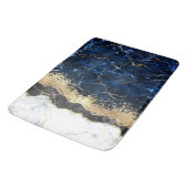 Blue Schwarz-weiß Marble Glam Badematte (Schrägansicht)