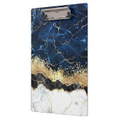Blue Schwarz-weiß Marble Glam Klemmbrett (Links)