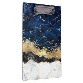 Blue Schwarz-weiß Marble Glam Klemmbrett (Rechts)