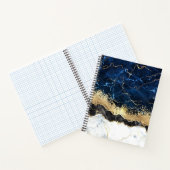 Blue Schwarz-weiß Marble Glam Notizblock (Innenseite)