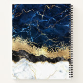 Blue Schwarz-weiß Marble Glam Notizblock (Rückseite)