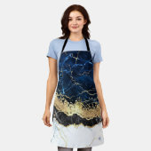 Blue Schwarz-weiß Marble Glam Schürze (Getragen)