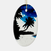 Blue Schwarz-weiß Palm Tree Beach Ornament (Rechts)