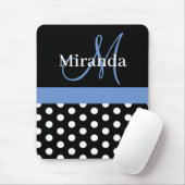 Blue Schwarz-weiß Polka Dot Monogram Mouse Pad Mousepad (Mit Mouse)