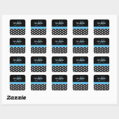 Blue Schwarz-weiß Polka Dot Monogram Quadratischer Aufkleber (Blatt)