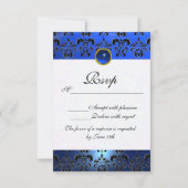 BLUE SCHWARZ-WEISS SAPPHIRE DAMASK MONOGRAM UAWG RSVP KARTE (Rückseite)