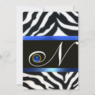 BLUE SCHWARZ-WEISS ZEBRA FUR MONOGRAM, Saphir Einladung