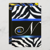 BLUE SCHWARZ-WEISS ZEBRA FUR MONOGRAM, Saphir Einladung (Vorne/Hinten)
