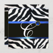 BLUE SCHWARZ-WEISS ZEBRA FUR MONOGRAM, Saphir Einladung (Vorne/Hinten)