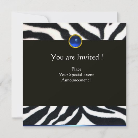 BLUE SCHWARZ-WEISS ZEBRA FUR MONOGRAM, Saphir Einladung (Rückseite)
