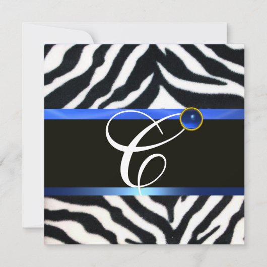 BLUE SCHWARZ-WEISS ZEBRA FUR MONOGRAM, Saphir Einladung (Vorderseite)