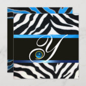 BLUE SCHWARZ-WEISS ZEBRA FUR MONOGRAM, Saphir Einladung (Vorne/Hinten)