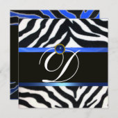 BLUE SCHWARZ-WEISS ZEBRA FUR MONOGRAM, Saphir Einladung (Vorne/Hinten)