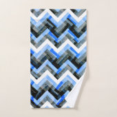 Blue Schwarz-weiß Zickzack Textured Badhandtuch Set (Handtuch)