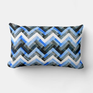 Blue Schwarz-weiß Zickzack Textured Lendenkissen