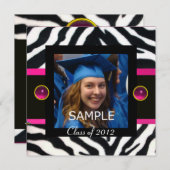 BLUE SCHWARZ-WEISSE ZEBRA FUR Monogramm-Fotomodell Einladung (Vorne/Hinten)