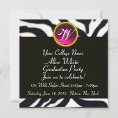 BLUE SCHWARZ-WEISSE ZEBRA FUR Monogramm-Fotomodell Einladung (Rückseite)