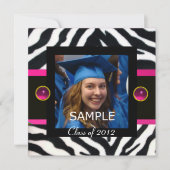 BLUE SCHWARZ-WEISSE ZEBRA FUR Monogramm-Fotomodell Einladung (Vorderseite)