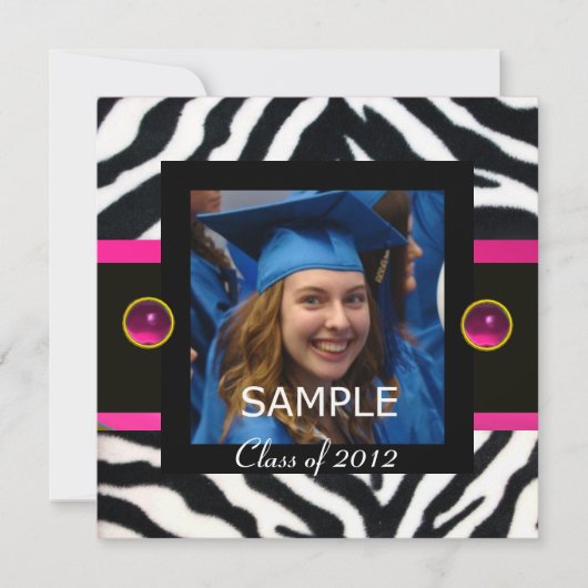 BLUE SCHWARZ-WEISSE ZEBRA FUR Monogramm-Fotomodell Einladung (Vorderseite)