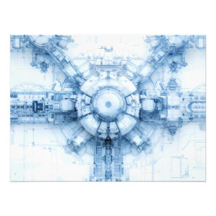 Blue Sci-Fi Space Base Fotodruck