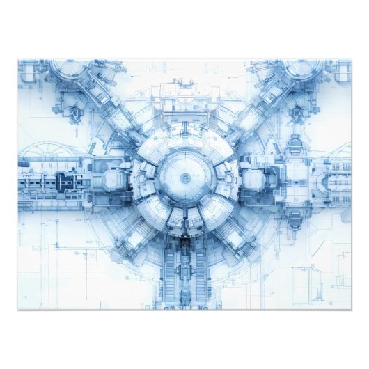 Blue Sci-Fi Space Base Fotodruck (Vorne)