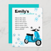 Blue Scooter Einladung (Vorne/Hinten)