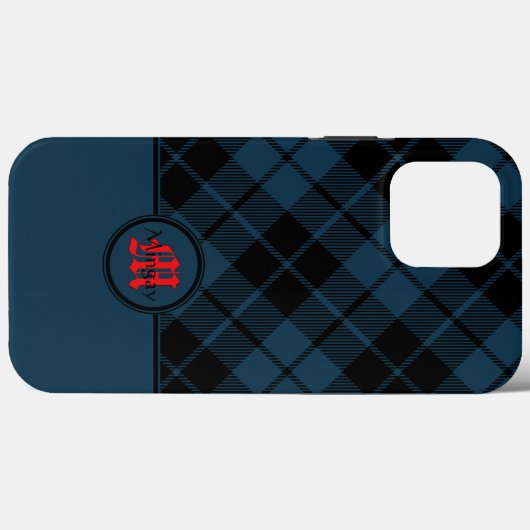 Blue Scott Kariert Red Monogram Case-Mate iPhone Hülle (Rückseite (Horizontal))